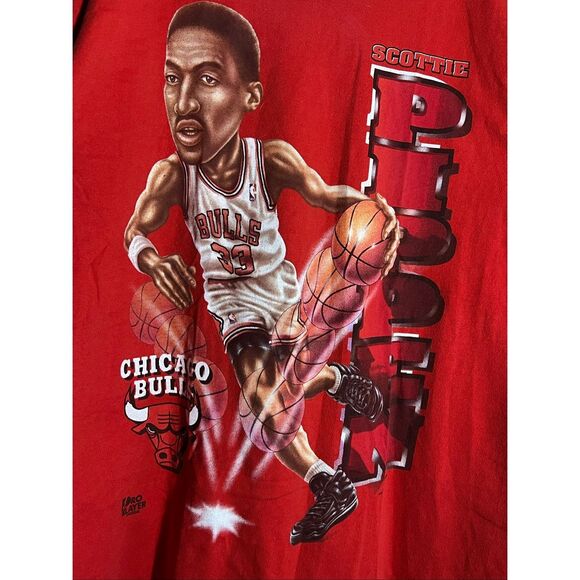 Vintage 90s NBA Chicago Bulls Scottie Pippen Caricature Tee - Picture 2 of 4